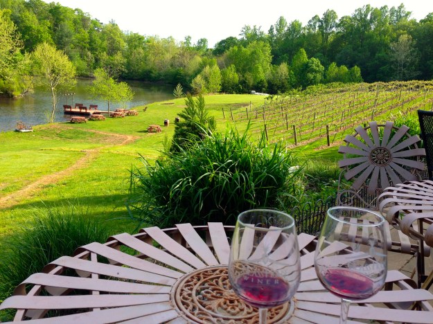 Our spot at Glass House Winery listening to live music