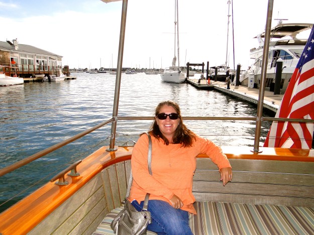 Traci relaxing on the back of the Gansett