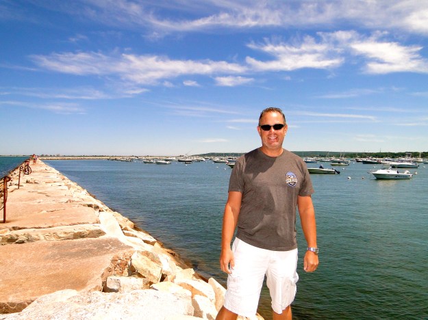 Mike out on the breakwater in Plymouth