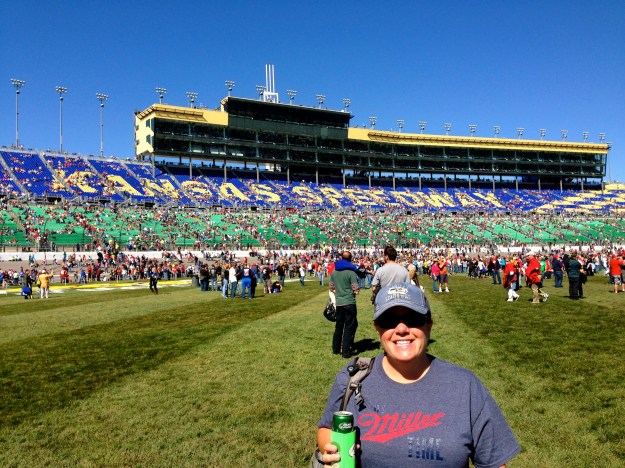On the infield before the race