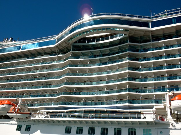 Regal Princess is a brand new ship.  Notice the over-water seawall at the top of the ship