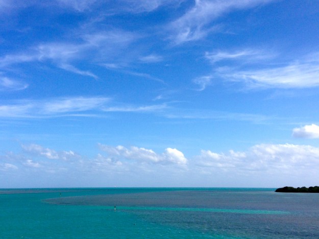 The blue water of the Florida Keys