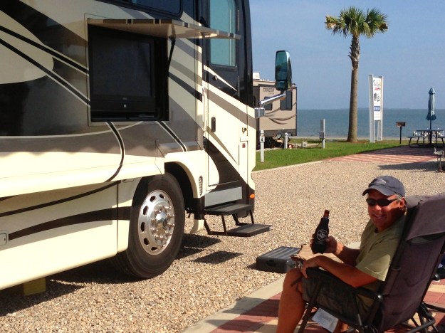 Enjoying opening day of the Mariners at our campground in Eastpoint