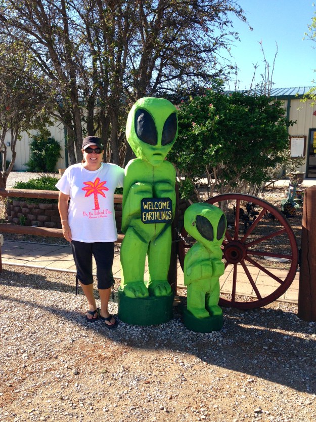 Carlsbad, NM is known for an alien landing, so these little green men are everywhere around town