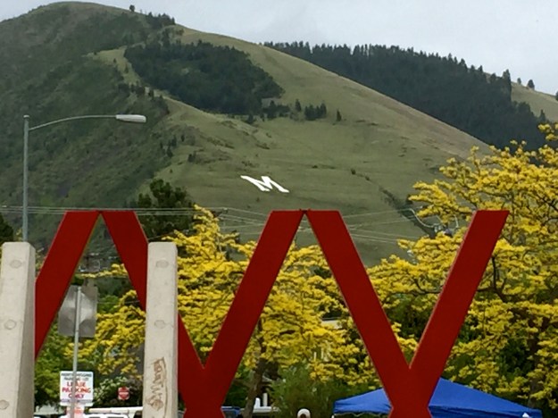 The M on the hill for Montana State.  There is a popular hiking trail that goes up to it 